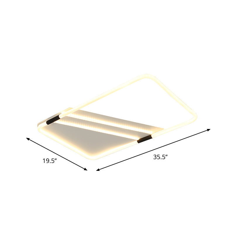 Led Ceiling Flush Light In White With Acrylic Shade - Rectangle/Round/Square Warm/White