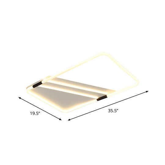 Led Ceiling Flush Light In White With Acrylic Shade - Rectangle/Round/Square Warm/White