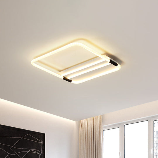 Led Ceiling Flush Light In White With Acrylic Shade - Rectangle/Round/Square Warm/White