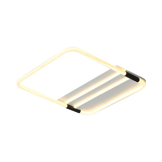 Led Ceiling Flush Light In White With Acrylic Shade - Rectangle/Round/Square Warm/White