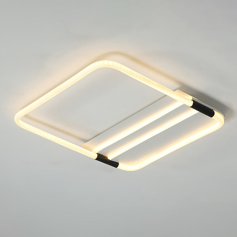 LED Ceiling Flush Light in White with Acrylic Shade - Rectangle/Round/Square, Warm/White Light