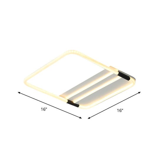 Led Ceiling Flush Light In White With Acrylic Shade - Rectangle/Round/Square Warm/White