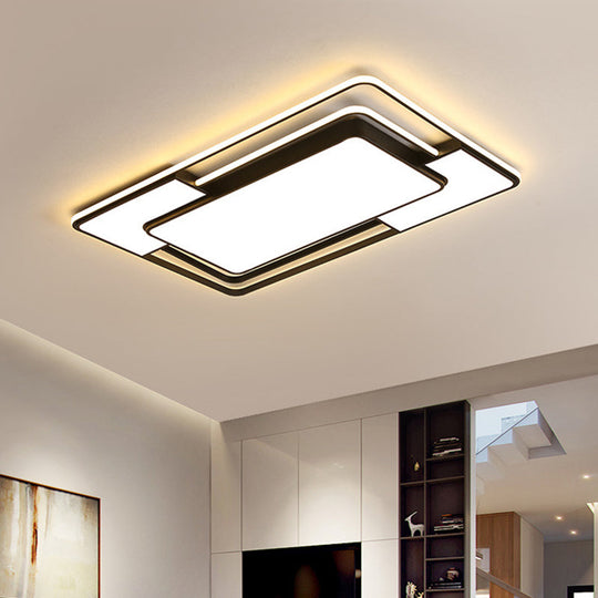 Modern Black Acrylic Ceiling Light LED Flush Mount - Warm/White/3 Color - Living Room