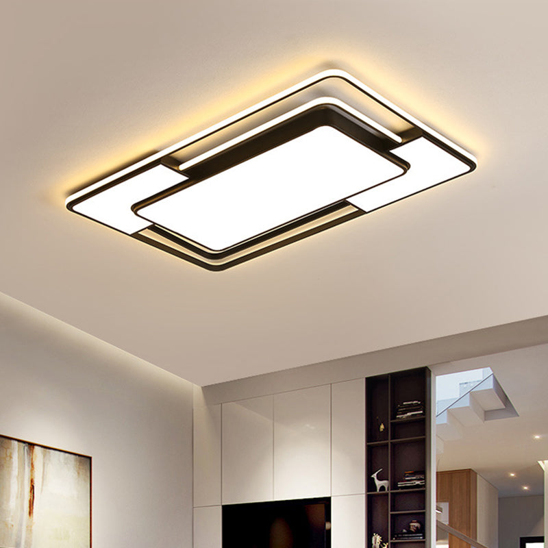 Modern Black Acrylic Ceiling Light Led Flush Mount - Warm/White/3 Color Living Room