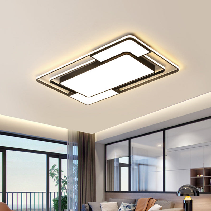 Modern Black Acrylic Ceiling Light LED Flush Mount - Warm/White/3 Color - Living Room