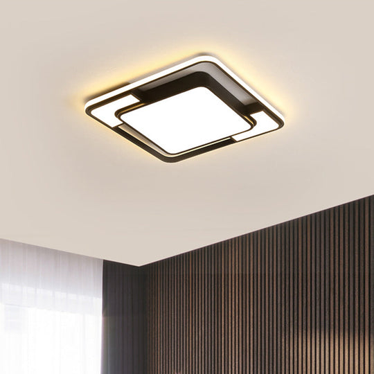 Modern Black Acrylic Ceiling Light LED Flush Mount - Warm/White/3 Color - Living Room