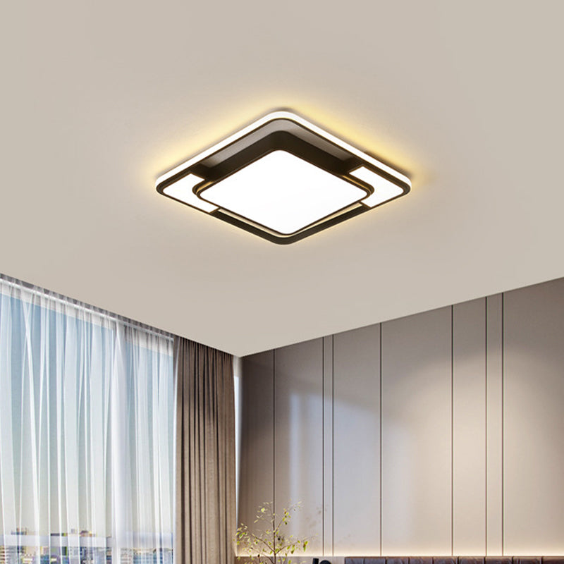 Modern Black Acrylic Ceiling Light LED Flush Mount - Warm/White/3 Color - Living Room