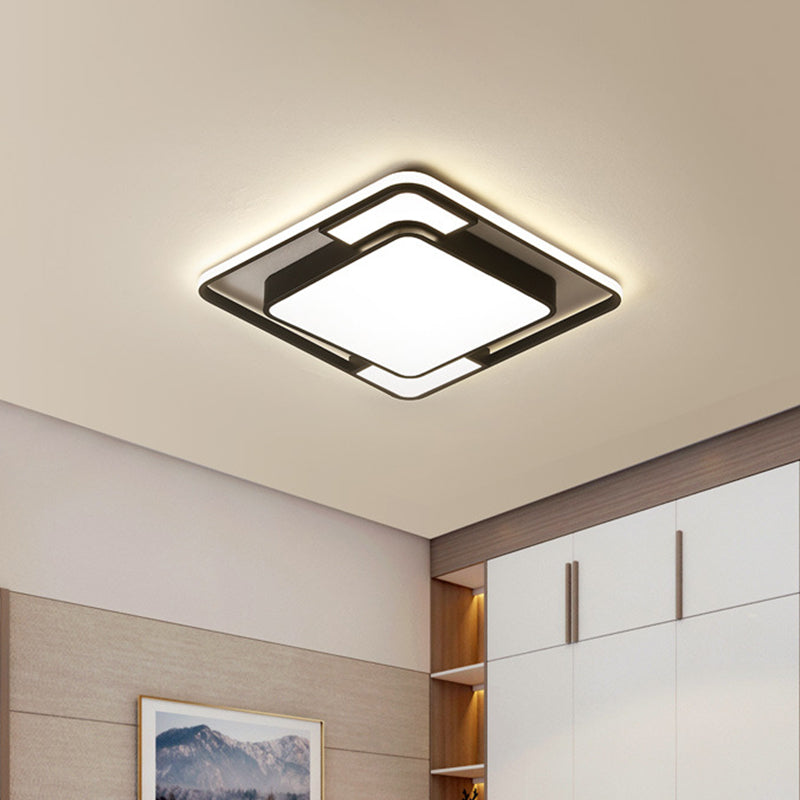 Modern Black Acrylic Ceiling Light LED Flush Mount - Warm/White/3 Color - Living Room