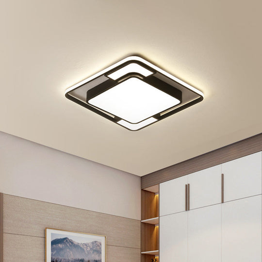 Modern Black Acrylic Ceiling Light LED Flush Mount - Warm/White/3 Color - Living Room