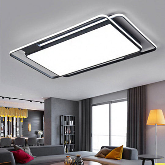 Modern Led Acrylic Ceiling Flushmount Lighting In Warm/White Light For Bedroom - Black