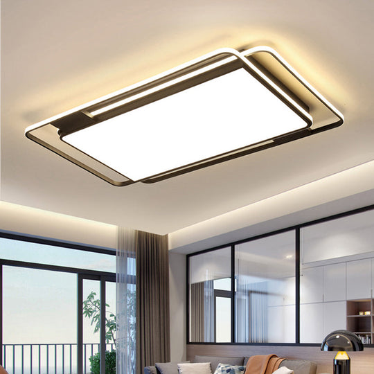 Modern Led Acrylic Ceiling Flushmount Lighting In Warm/White Light For Bedroom - Black