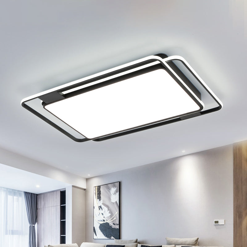 Plafonnier LED moderne en acrylique avec lumière chaude/blanche pour chambre à coucher – Design carré/rond/rectangle noir