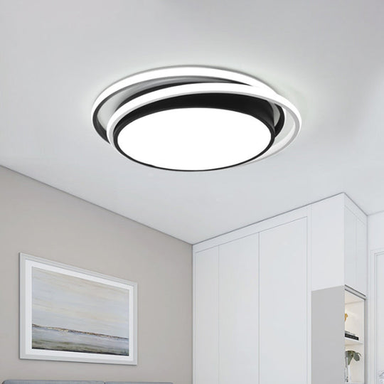 Modern Led Acrylic Ceiling Flushmount Lighting In Warm/White Light For Bedroom - Black