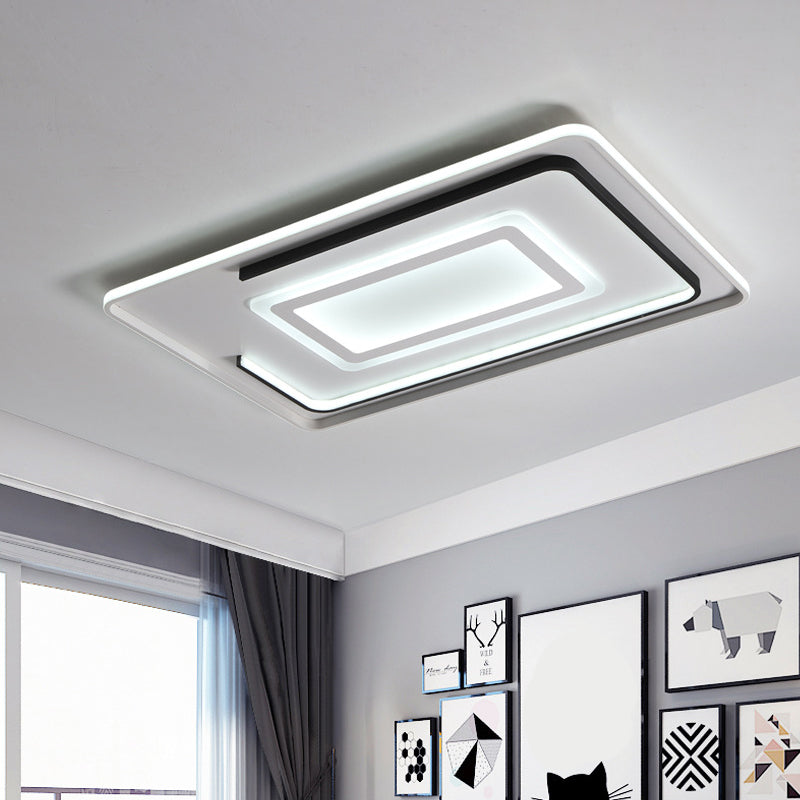 LED Ceiling Lamp - Simple Style Acrylic, Ultrathin Flush Mount in Warm or White Light - Round/Square/Rectangle Design