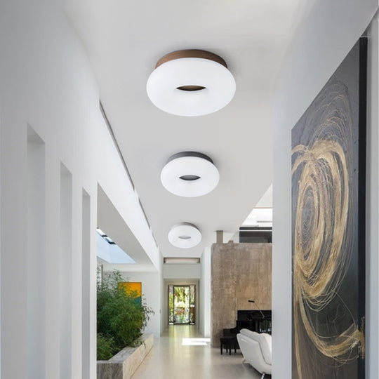 Minimal Grey/Coffee LED Ceiling Mount Light - Modern Acrylic Shade - Corridor Flushmount