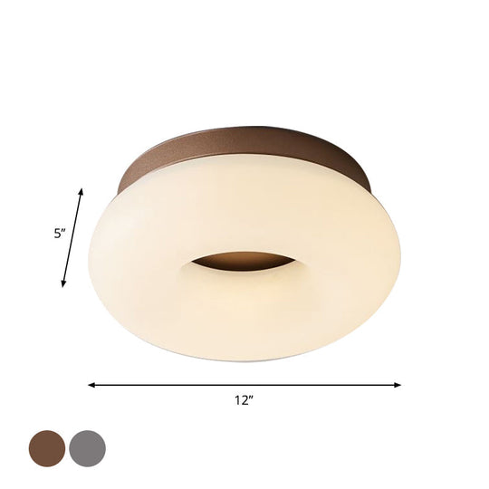 Minimal Grey/Coffee LED Ceiling Mount Light - Modern Acrylic Shade - Corridor Flushmount