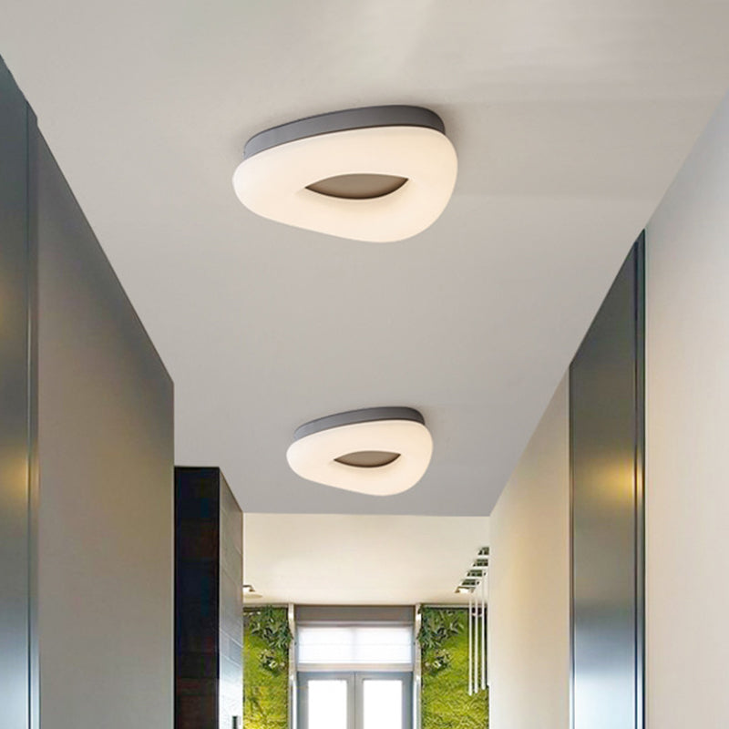 Minimal Grey/Coffee LED Ceiling Mount Light - Modern Acrylic Shade - Corridor Flushmount