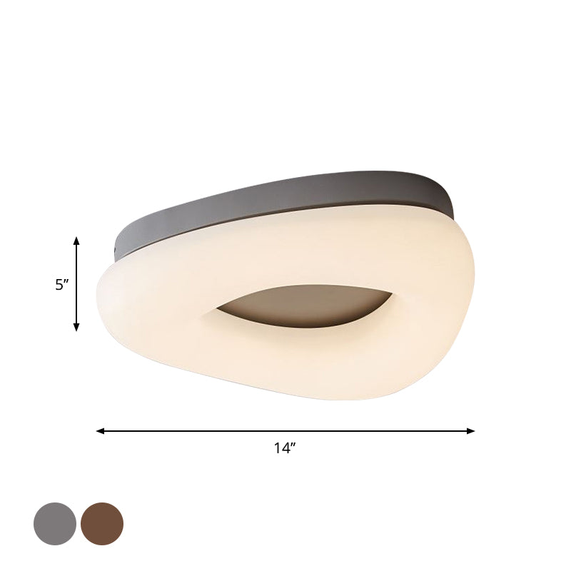 Minimal Grey/Coffee LED Ceiling Mount Light - Modern Acrylic Shade - Corridor Flushmount