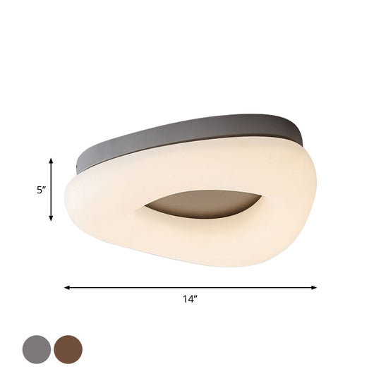 Minimal Grey/Coffee Led Ceiling Mount Light - Modern Acrylic Shade Corridor Flushmount