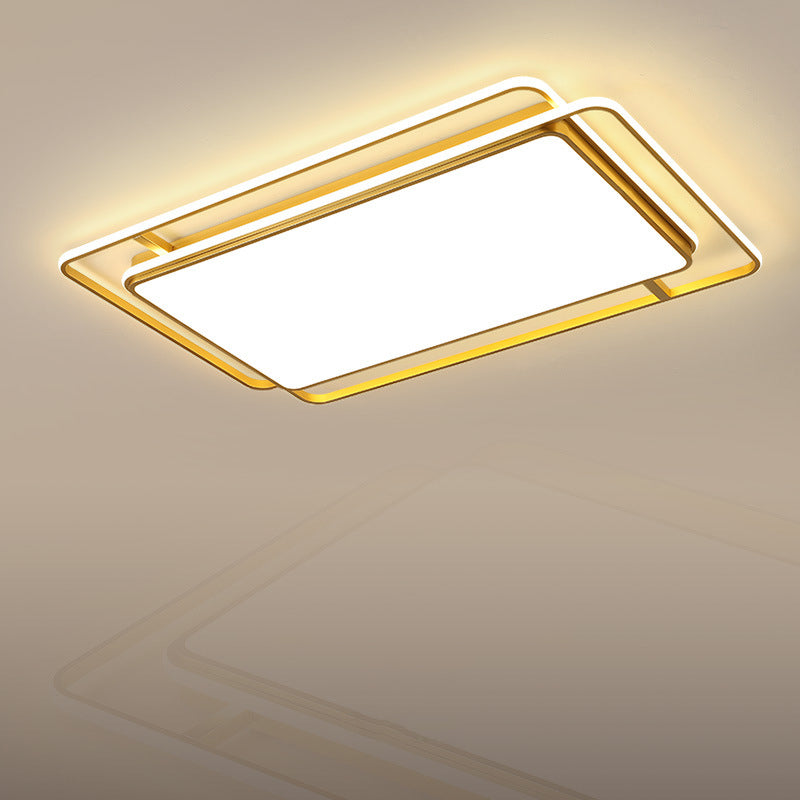 Modern Flush Mount Led Ceiling Lamp In Gold With Acrylic Shade - Warm/White/3 Color Light Options /