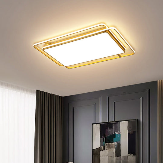 Modern Flush Mount Led Ceiling Lamp In Gold With Acrylic Shade - Warm/White/3 Color Light Options