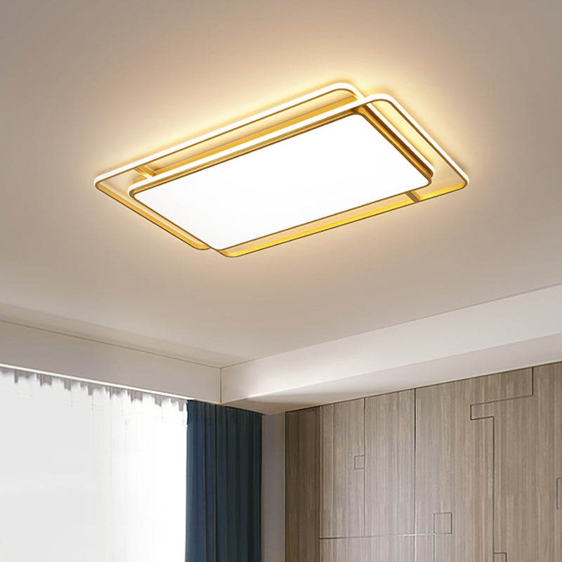 Modern Flush Mount Led Ceiling Lamp In Gold With Acrylic Shade - Warm/White/3 Color Light Options