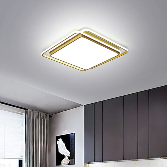 Modern Flush Mount Led Ceiling Lamp In Gold With Acrylic Shade - Warm/White/3 Color Light Options /