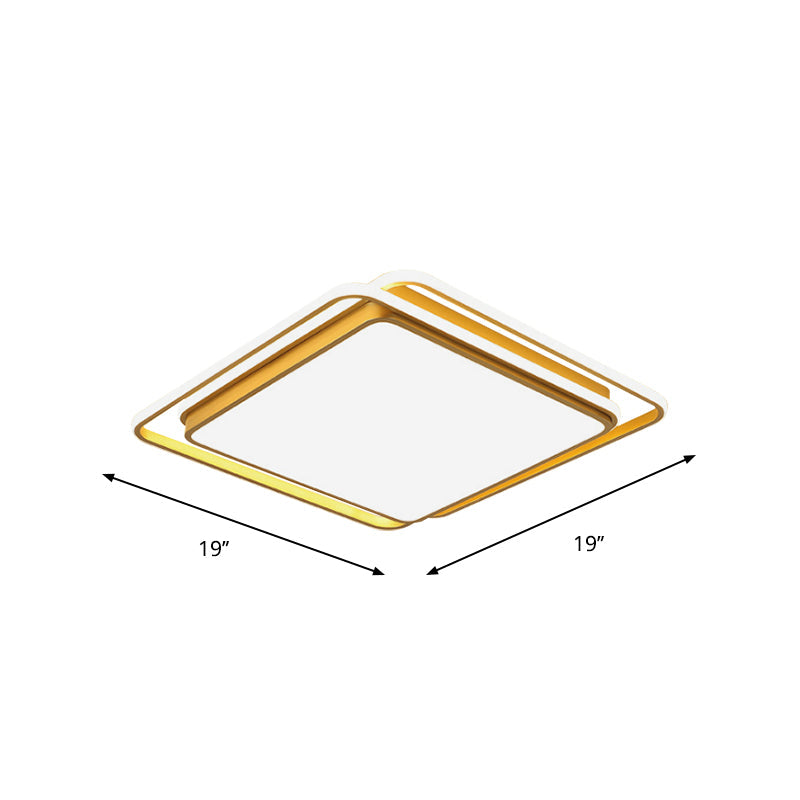 Modern Flush Mount Led Ceiling Lamp In Gold With Acrylic Shade - Warm/White/3 Color Light Options