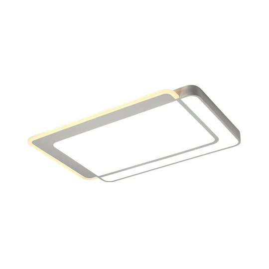 Minimal Flush-Mount Led Ceiling Light - Square/Rectangular Acrylic White Fixture Warm/White/3 Color