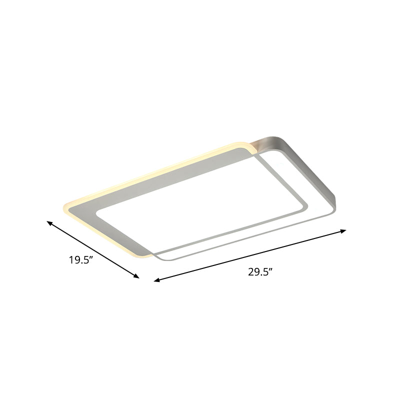 Minimal Flush-Mount Led Ceiling Light - Square/Rectangular Acrylic White Fixture Warm/White/3 Color