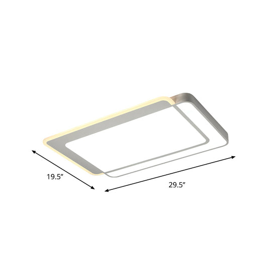 Minimal Flush-Mount Led Ceiling Light - Square/Rectangular Acrylic White Fixture Warm/White/3 Color