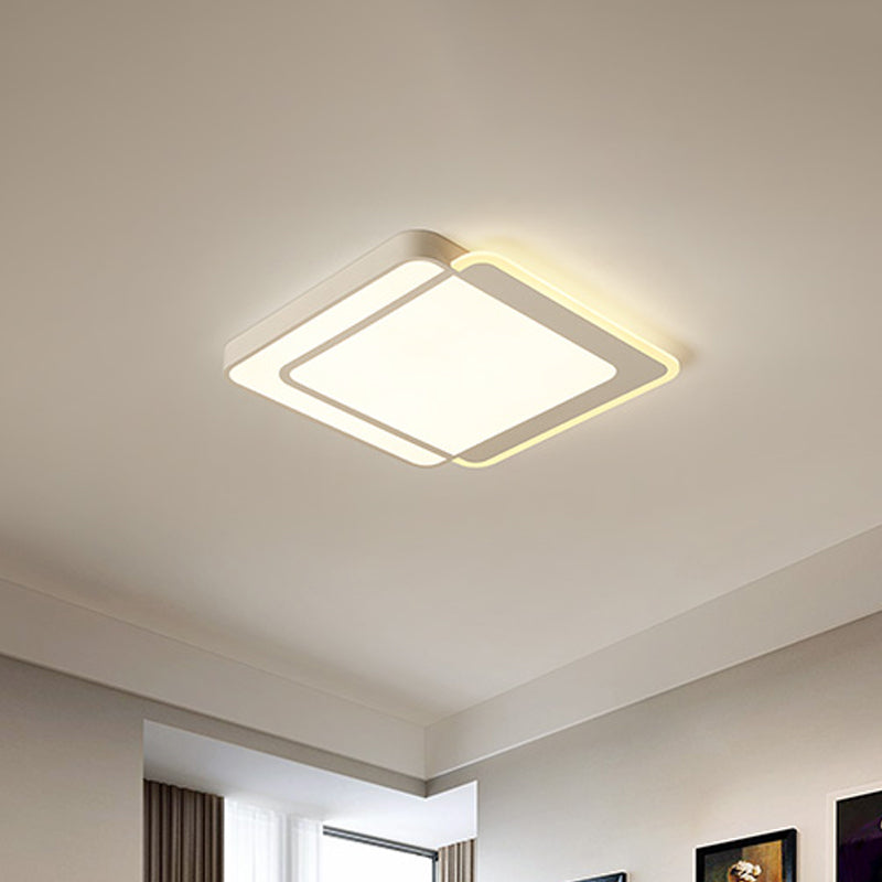 Minimal Flush-Mount Led Ceiling Light - Square/Rectangular Acrylic White Fixture Warm/White/3 Color