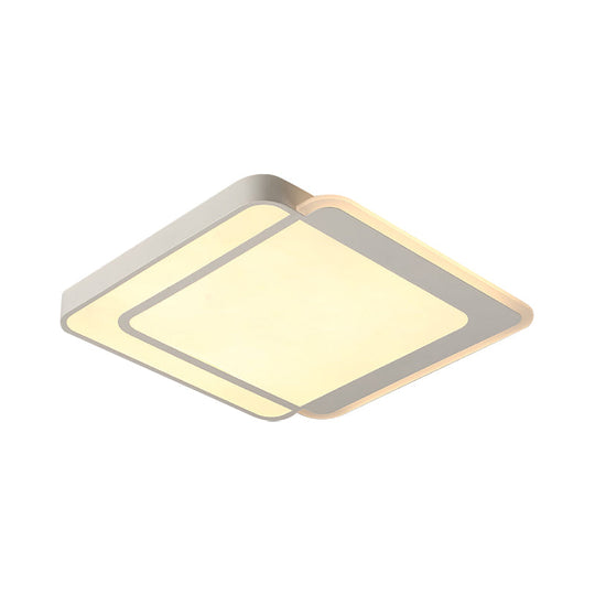 Minimal Flush-Mount Led Ceiling Light - Square/Rectangular Acrylic White Fixture Warm/White/3 Color