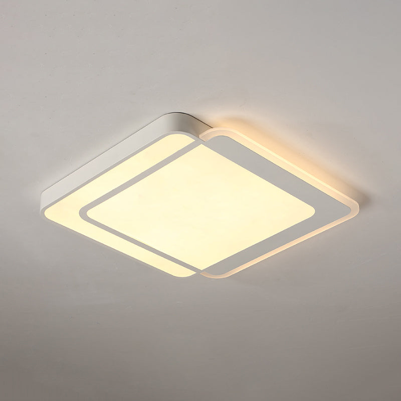 Minimal Flush-Mount Led Ceiling Light - Square/Rectangular Acrylic White Fixture Warm/White/3 Color