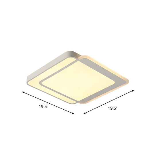 Minimal Flush-Mount Led Ceiling Light - Square/Rectangular Acrylic White Fixture Warm/White/3 Color