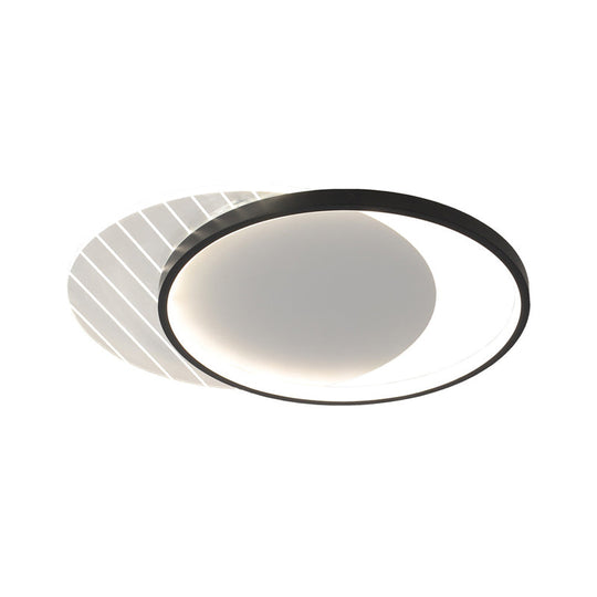 Modern Black Dual-Square/Round Flushmount Led Ceiling Light With Warm/White/3 Color