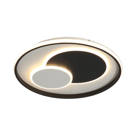 Modern Black Super Thin Led Flush Mount Ceiling Lamp In Warm/White Light