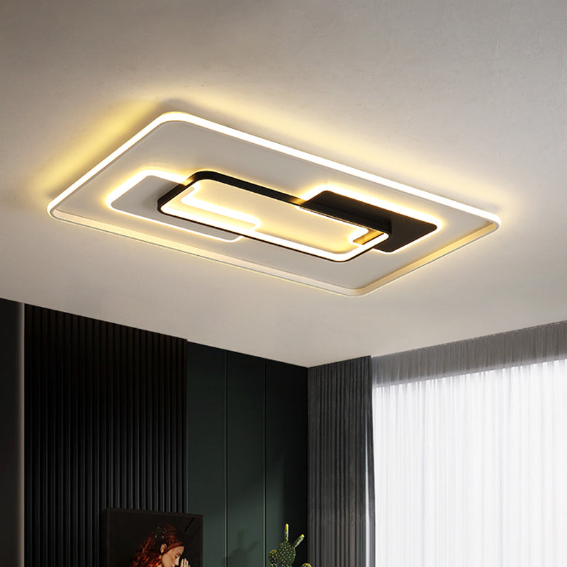 Modern Black Super Thin Led Flush Mount Ceiling Lamp In Warm/White Light