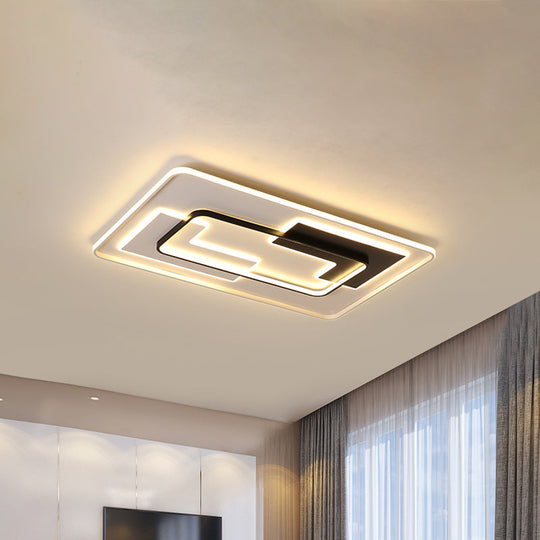 Modern Black Super Thin Led Flush Mount Ceiling Lamp In Warm/White Light