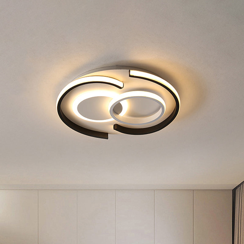 Contemporary Metal Led Flushmount Lighting - Black Round/Square/Rectangle Ceiling Flush In