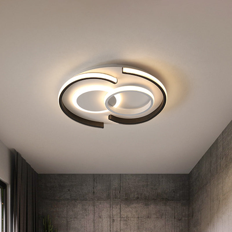 Contemporary Metal Led Flushmount Lighting - Black Round/Square/Rectangle Ceiling Flush In