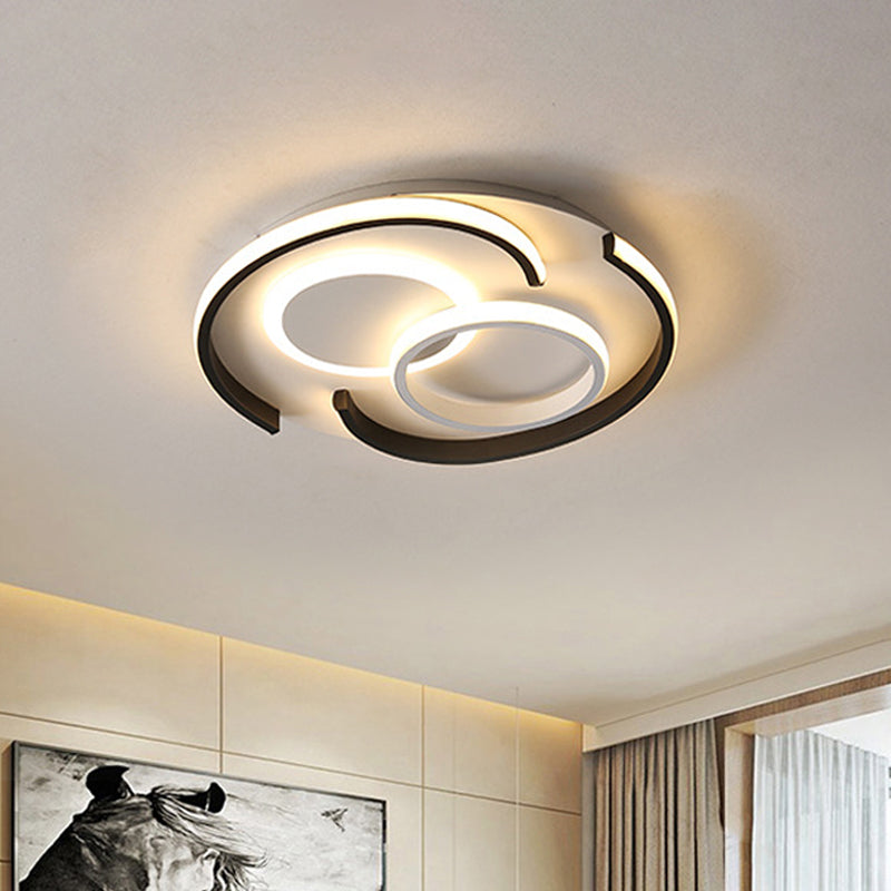 Contemporary Metal Led Flushmount Lighting - Black Round/Square/Rectangle Ceiling Flush In