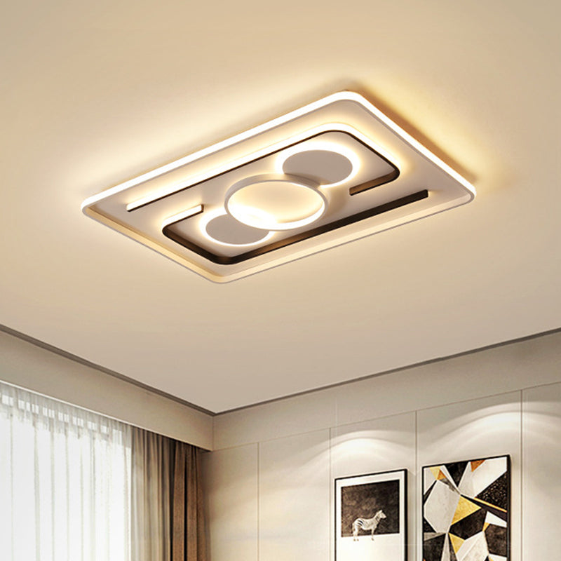 Contemporary Metal Led Flushmount Lighting - Black Round/Square/Rectangle Ceiling Flush In