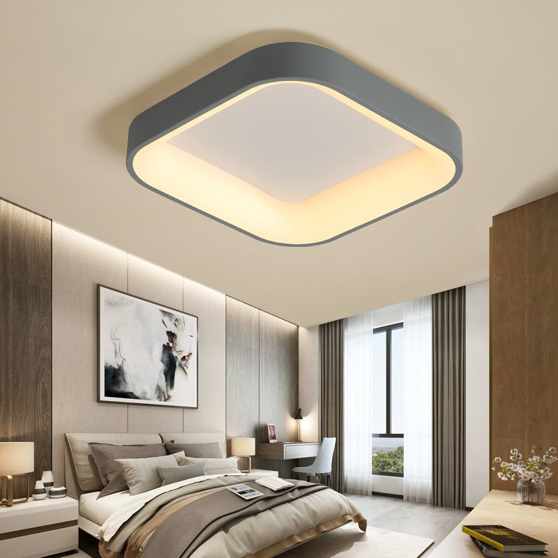 Nordic Square Shell Flush Mount Led Ceiling Light In Grey/White - 18/23.5 Wide For Bedroom With