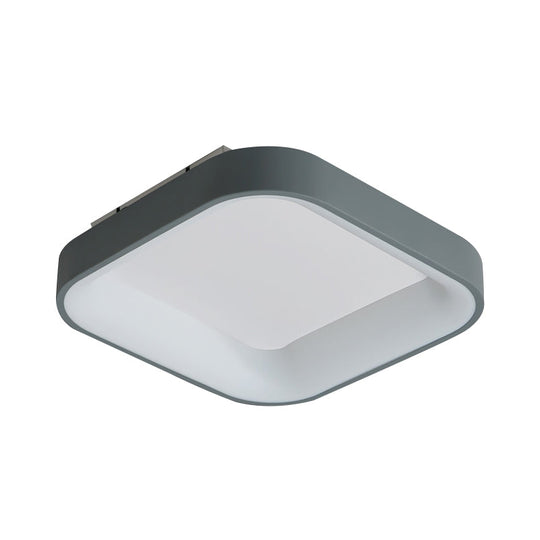 Nordic Square Shell Flush Mount Led Ceiling Light In Grey/White - 18/23.5 Wide For Bedroom With