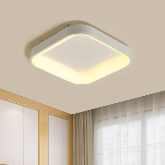 Nordic Square Shell Flush Mount Led Ceiling Light In Grey/White - 18/23.5 Wide For Bedroom With