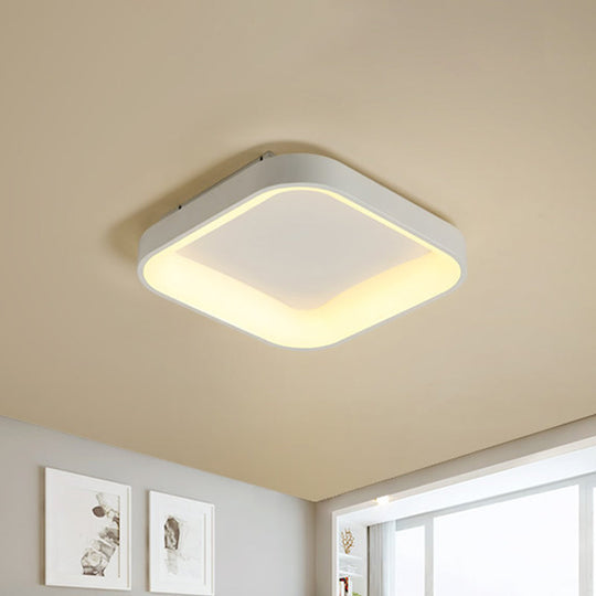 Nordic Square Shell Flush Mount Led Ceiling Light In Grey/White - 18/23.5 Wide For Bedroom With