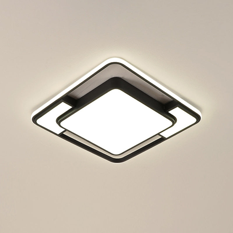 Acrylic Ceiling Flush Led Mount Light In Nordic Black - Square/Round/Rectangle Design White/3 Color