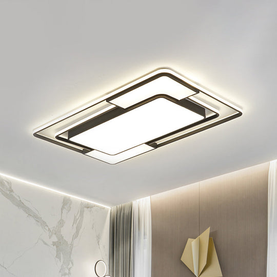 Acrylic Ceiling Flush Led Mount Light In Nordic Black - Square/Round/Rectangle Design White/3 Color