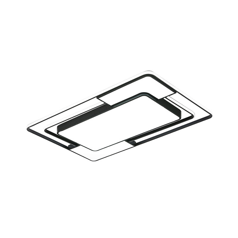 Acrylic Ceiling Flush Led Mount Light In Nordic Black - Square/Round/Rectangle Design White/3 Color